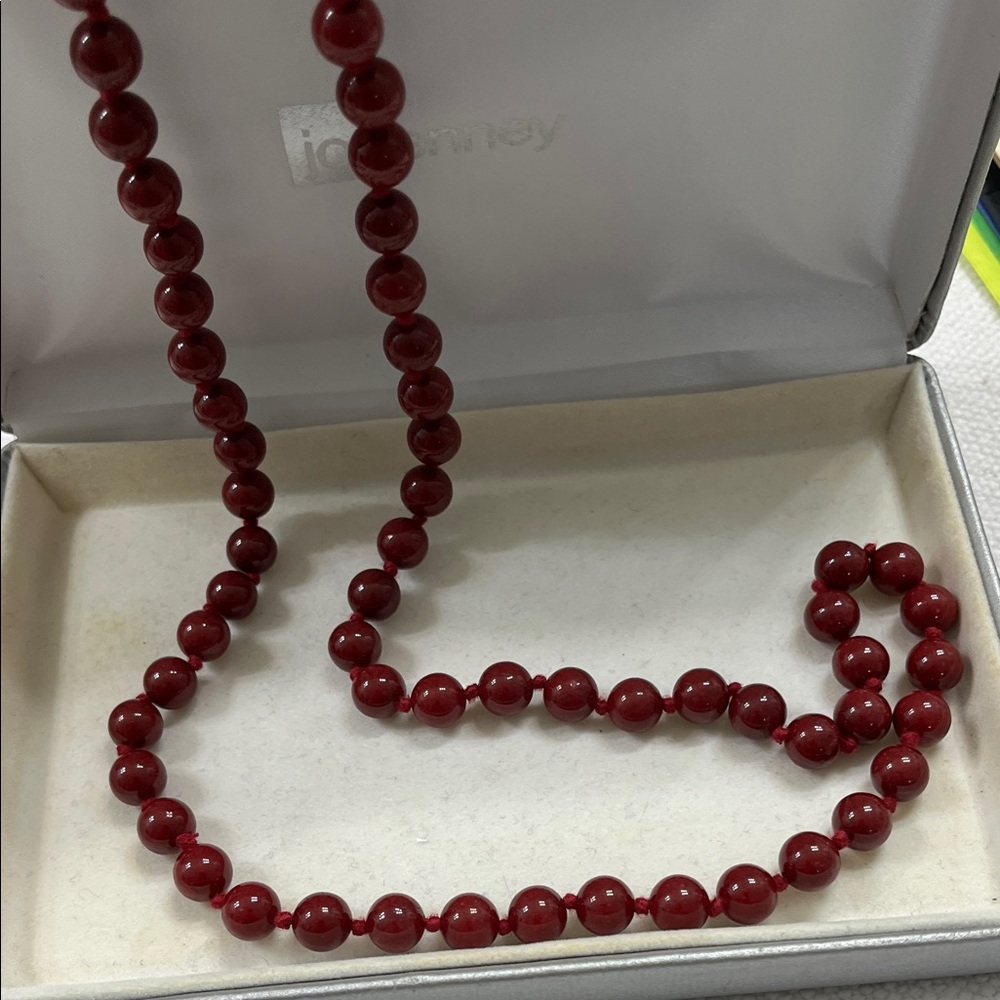 Red Stone Beads Strand